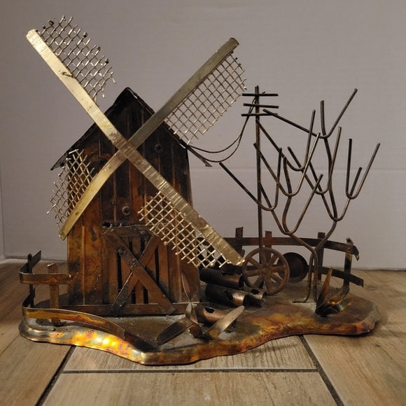 Music Box-Windmill-Copper Tone Metal w Movement-Vintage - Picture 7 of 8